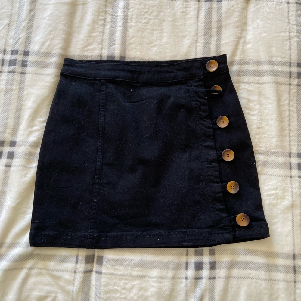 NWOT Black free people button mini skirt 4